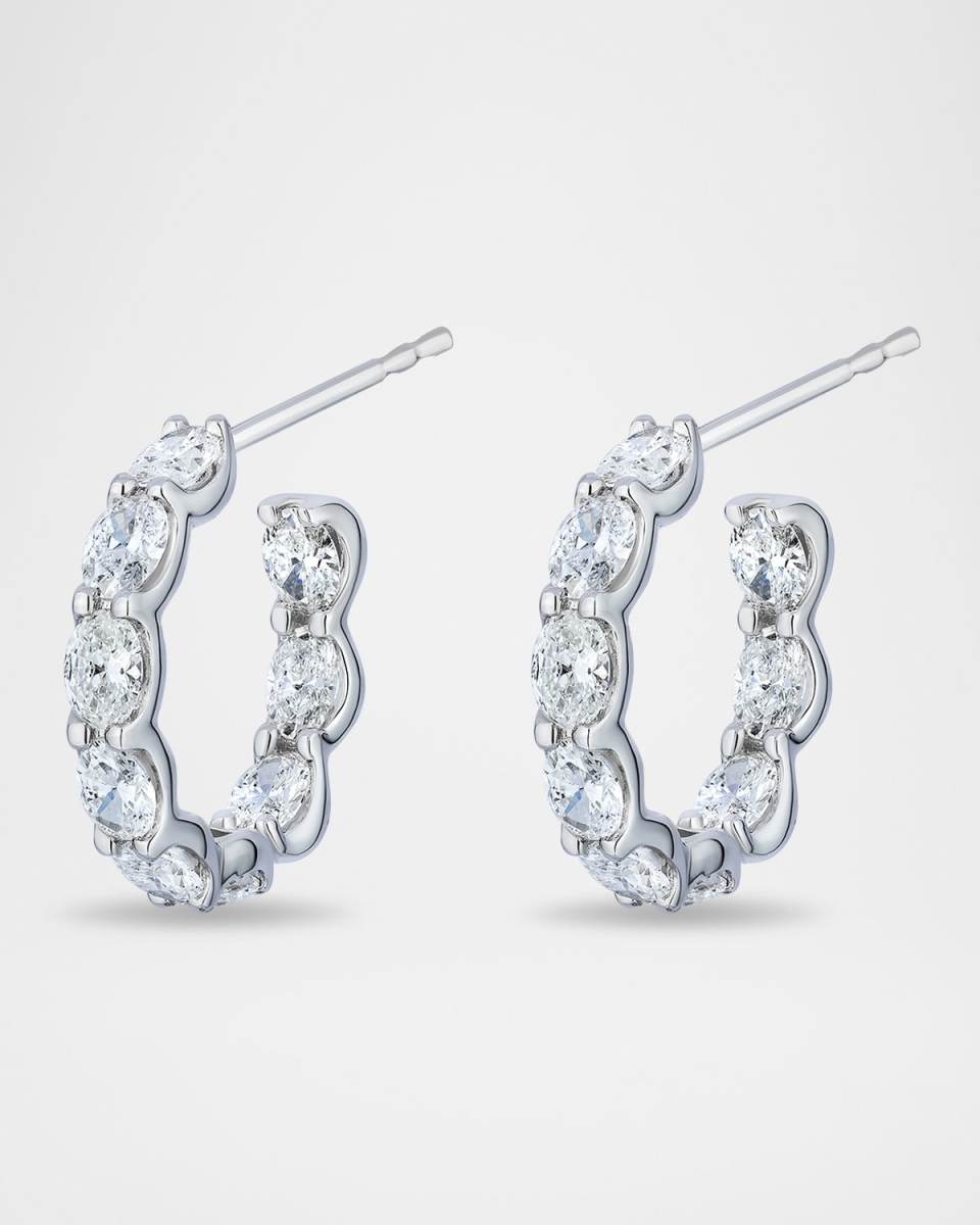 18K White Gold Asscher-Cut Diamond Hoop Earrings, 3.30tcw